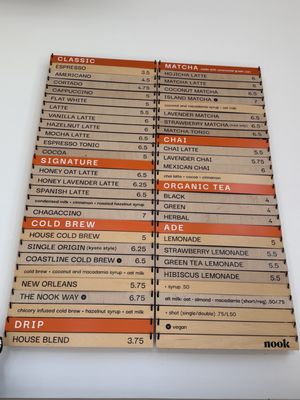 Menu photo 7 Nook Coffee Bar Torrance, CA