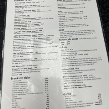 Blue Bonnet Cafe - Breakfast menu - Desserts Near Me - Marble Falls, Texas