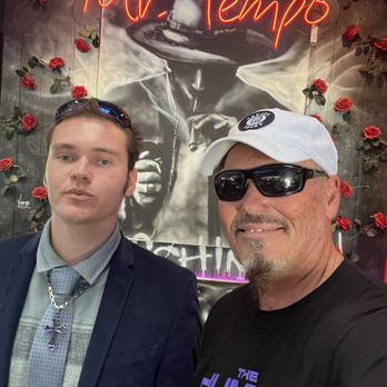 Tempo Cantina  - Our customary pic of senior Maestro chef Tempo in back ground w mi mijo , Ajay Gabriel - New American Near Me - Brea, California