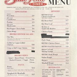 Billie Ann's Diner - Dinner Menu