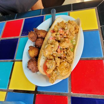 Hidden Treasure Rum Bar & Grill - shrimp po boy with hush puppies - Seafood Near Me - Ponce Inlet, Florida Hidden Treasure Rum Bar & Grill - shrimp po boy with hush puppies - Seafood Near Me - Ponce Inlet, Florida