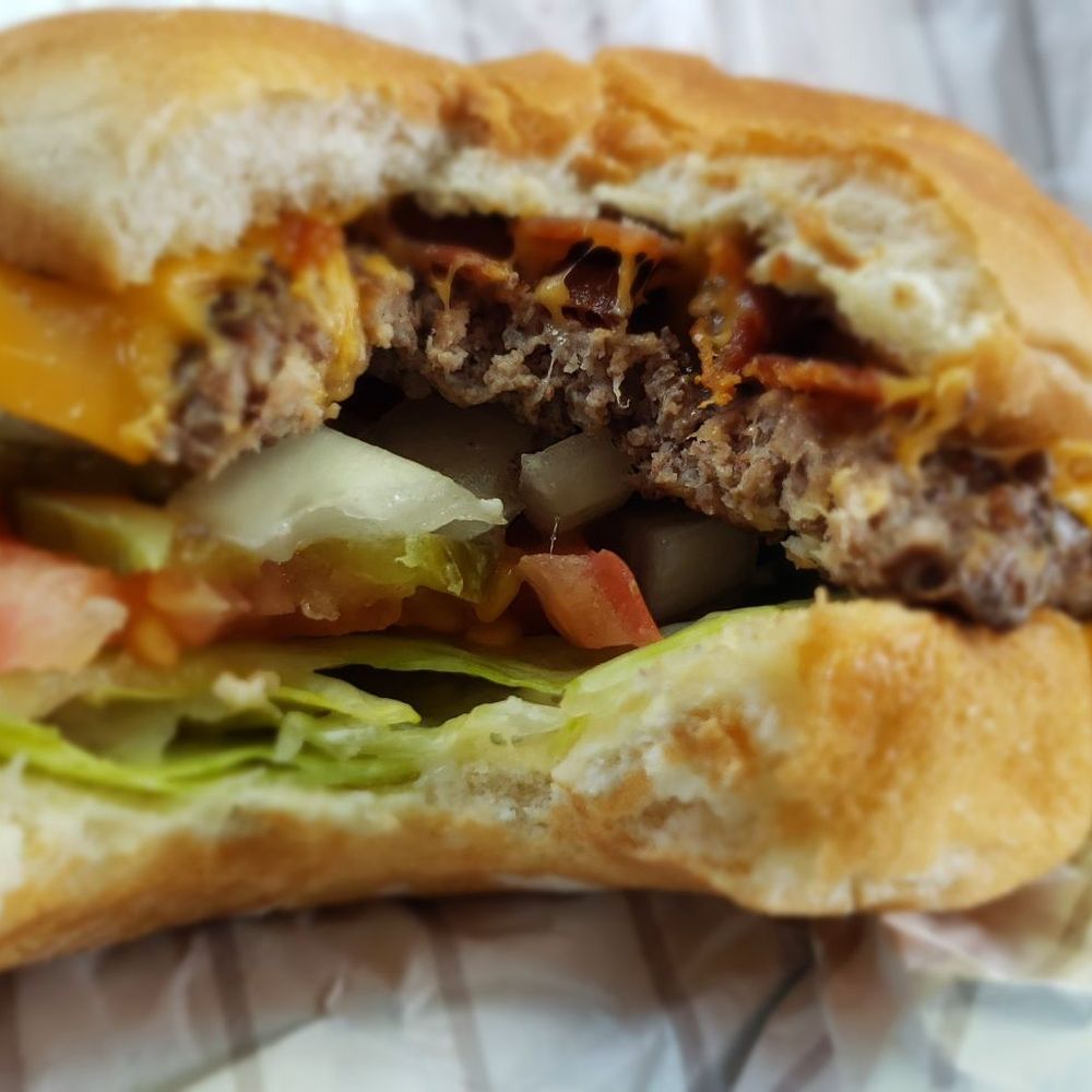 A&W - Inside the bacon cheeseburger. - Burgers Near Me - Hales Corners, Wisconsin A&W - Inside the bacon cheeseburger. - Burgers Near Me - Hales Corners, Wisconsin