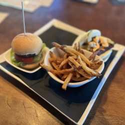 Water Oak Grill - Waygu Truffle Slider, Pork Belly Bao Bun, and fries