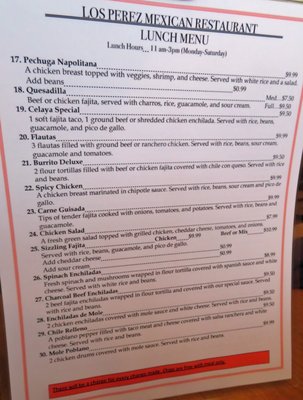 Menu photo 1 Los Perez Mexican Restaurant Houston, TX Menu photo 1 Los Perez Mexican Restaurant Houston, TX