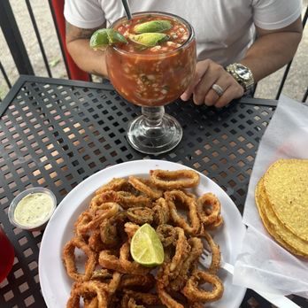 El Camaron Loco - Pictured is the calamari and shrimp cocktail! - Mexican Near Me - Denver, Colorado