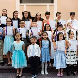Catherine Bobbs Piano Studio - One of two recent Bobbs Piano Recitals in Houston, Texas. Students are holding up their Superior Plus awards, the highest award given.