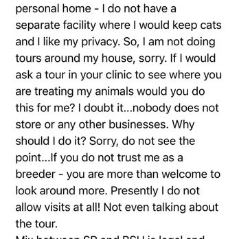 British Dynasty Cattery - Evidence of unprofessionalism and hostile attitude - Pet Breeders Near Me British Dynasty Cattery - Evidence of unprofessionalism and hostile attitude - Pet Breeders Near Me