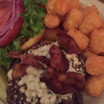 Universal Joint - Blue cheese and bacon burger with tots - American Near Me - Asheville, North Carolina