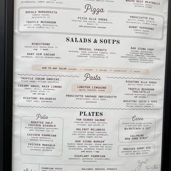 Bar Siena North Shore - Menu posted outside, circa July 2026. - Italian Near Me - Skokie, Illinois Bar Siena North Shore - Menu posted outside, circa July 2026. - Italian Near Me - Skokie, Illinois