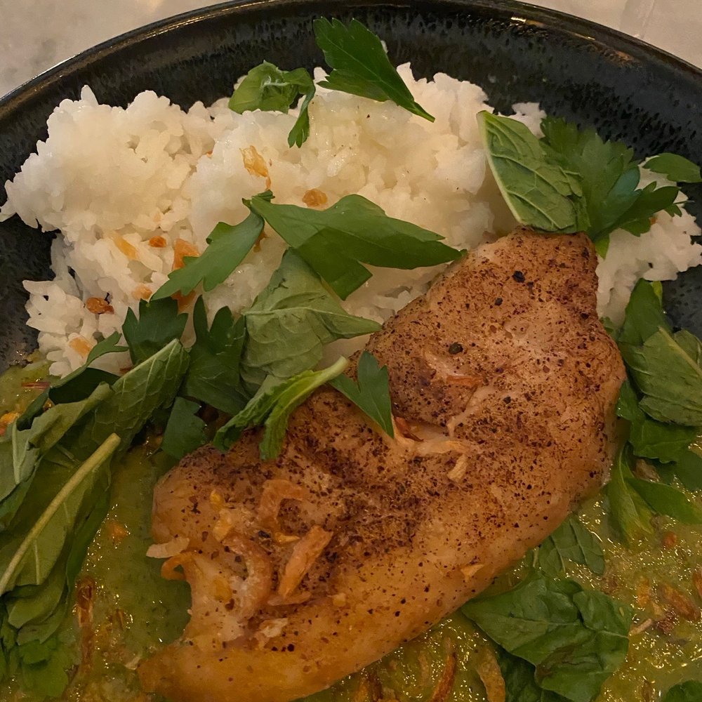 The Citizen - Crispy tilefish with jasmine rice and green curry - New American Near Me - Alys Beach, Florida