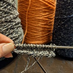 Peter Patchis Yarns - Testing the black marled. Yep, it's wool!