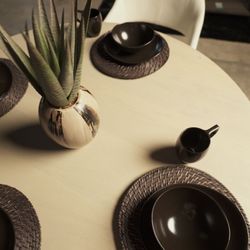 Caravana Furniture - Transform your dining room into a chic and sophisticated space with our exquisite round 5pc dining set in whitewash mango wood. .