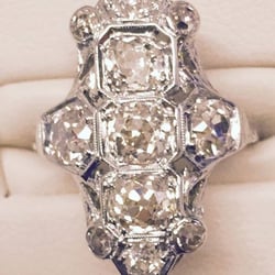 Wilke G H & Co - 14k white gold antique ring with approximately 1.86 carats total weight Old Mine Cut diamonds