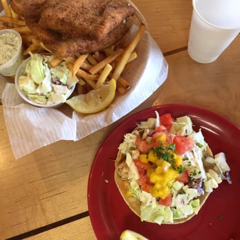 Coconuts Fish Cafe - 1/2 of a fish taco and the fish and chips! - Seafood Near Me - Kihei, Hawaii