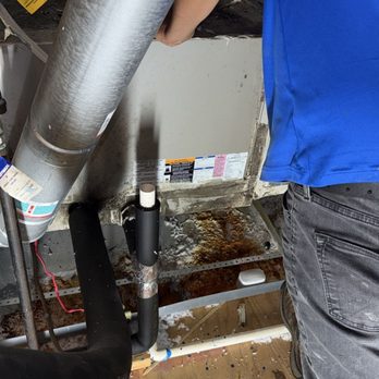 KAC Express - This is the before and after photos. Old leaking coil and rusted drain pan. KAC Express installed new coils, new drain pan - Heating & Air Conditioning/HVAC Near Me - Spring, Texas