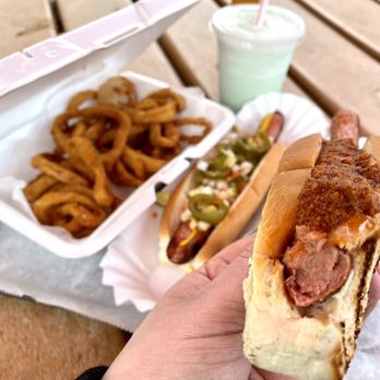 Buster's Drive In - Michigan hot dog - with lightly spiced meat sauce, it's like a savory tomato based meat only chili on top - Burgers Near Me - Bristol, Connecticut Buster's Drive In - Michigan hot dog - with lightly spiced meat sauce, it's like a savory tomato based meat only chili on top - Burgers Near Me - Bristol, Connecticut
