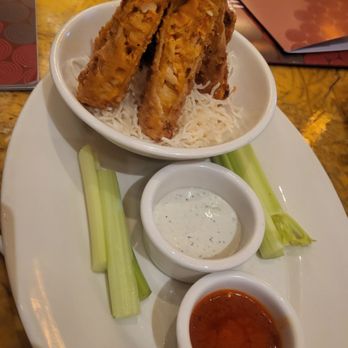 Grand Lux Cafe - Buffalo chicken rolls - American Near Me - Paramus, New Jersey Grand Lux Cafe - Buffalo chicken rolls - American Near Me - Paramus, New Jersey