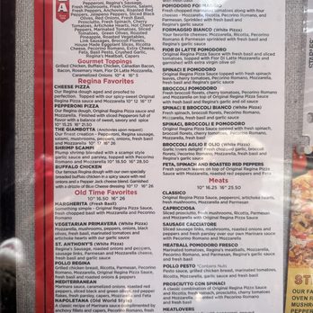 Regina Pizzeria - Menu 2024 - Pizza Near Me - Boston, Massachusetts