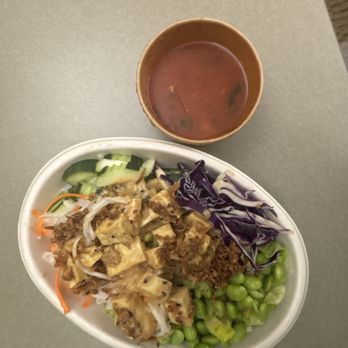 Toss’d - Tofu Satay Bowl with house soup of the day - Wraps Near Me - Temecula, California Toss’d - Tofu Satay Bowl with house soup of the day - Wraps Near Me - Temecula, California