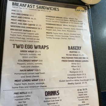 Carver's - Menu page 2 - Diners Near Me - Denville, New Jersey