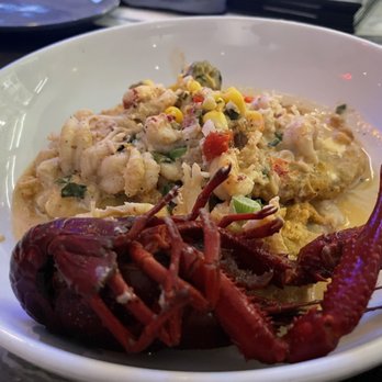 Saint John - Our favorite - the crawfish remoulade over the best fried green tomatoes ever, with side of okra corn chow chow - Cajun/Creole Near Me - New Orleans, Louisiana Saint John - Our favorite - the crawfish remoulade over the best fried green tomatoes ever, with side of okra corn chow chow - Cajun/Creole Near Me - New Orleans, Louisiana