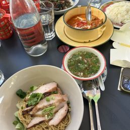 Bamee Pork collar, Panang Curry, and Chili Holy Basil (over rice) Bamee Pork collar, Panang Curry, and Chili Holy Basil (over rice)