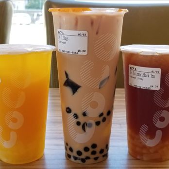 CoCo Fresh Tea & Juice - Lemon bbt with coconut jelly, 3 guys, mango green tea with coconut jelly - Bubble Tea Near Me - Hamilton, Ontario