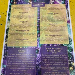Nola’z New Orleans style dueling piano bar and eatery - Menu