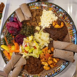 Blue Nile Ethiopian Restaurant - HALF & HALF MEAT/VEGGIE COMBINATION
