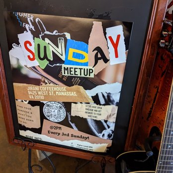 Jirani Coffee House - a poster for sunday meetup - Coffee & Tea Near Me - Manassas, Virginia Jirani Coffee House - a poster for sunday meetup - Coffee & Tea Near Me - Manassas, Virginia