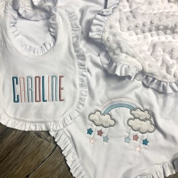 The Old School - Baby blanket & bib I got made for a friends baby - Customized Merchandise Near Me - Hammond, Louisiana