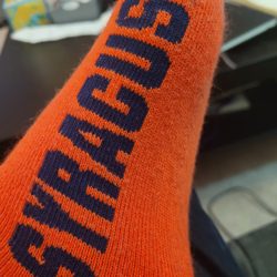 Me wearing the socks in December