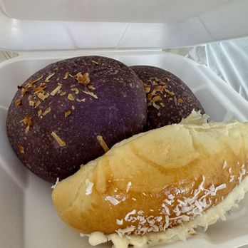 Bakery Delights - Ube Mochi Bread and Mochi inside and fresh cream bread - Bakeries Near Me - Fresno, California