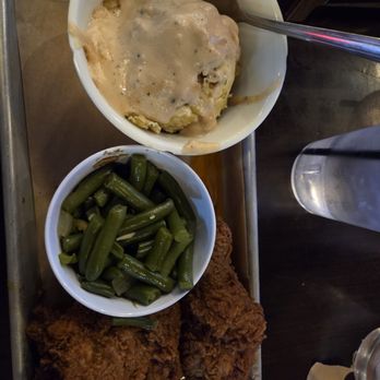 Sweet Caroline’s Kitchen & Cocktails - 2 piece fried chicken (just ok), southern beans (very good), mashed potatoes (also just ok) - Sports Bars Near Me - Ames, Iowa