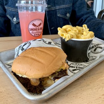 Smoke & Fire Social Eatery - Smash Burger with Mac and Cheese - Comfort Food Near Me - Paramount, California Smoke & Fire Social Eatery - Smash Burger with Mac and Cheese - Comfort Food Near Me - Paramount, California