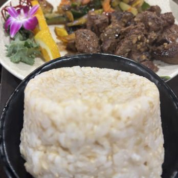 Sushi Yama - Brown Rice (Hibachi Steak in background) - Sushi Bars Near Me - Orlando, Florida
