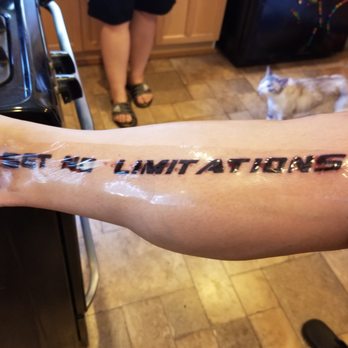 Gypsy Tattoo Parlor - "Set No Limitations." About an hour after completion. Hope to post the finished product once healed. Very Happy! - Tattoo Near Me - Pittsburgh, Pennsylvania Gypsy Tattoo Parlor - "Set No Limitations." About an hour after completion. Hope to post the finished product once healed. Very Happy! - Tattoo Near Me - Pittsburgh, Pennsylvania