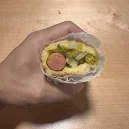 Costco has better hotdogs. This hotdog has the diameter of a dime. Do better Chicago.