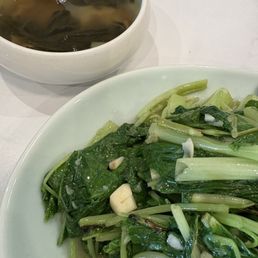 Tradition home soup and stir fry garlic on Ong Choy (Kong Xin Cai) Tradition home soup and stir fry garlic on Ong Choy (Kong Xin Cai)