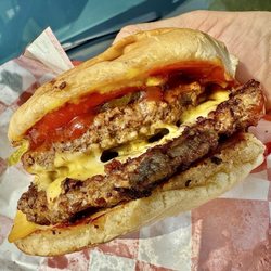 Boots Burger - Double double with ketchup mustard and pickles