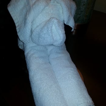 Pacific Terrace Hotel - on my bed was a little wrapped up towels made into a dog!! too cute - San Diego, CA
