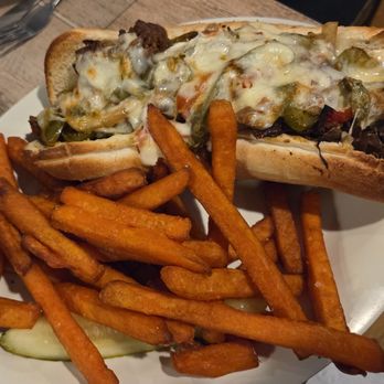 Rusty Nail - The Heater sandwich with sweet potato fries. - American Near Me - Clifton Park, New York Rusty Nail - The Heater sandwich with sweet potato fries. - American Near Me - Clifton Park, New York