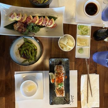 Hikari Sushi - baked salmon roll, lemon roll, garlic edamame. - Sushi Bars Near Me - Simi Valley, California
