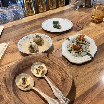 Barley Swine - Kohlrabi, kale donut, Crispy Smoked Butternut, Aged Beef Tartare - New American Near Me - Austin, Texas