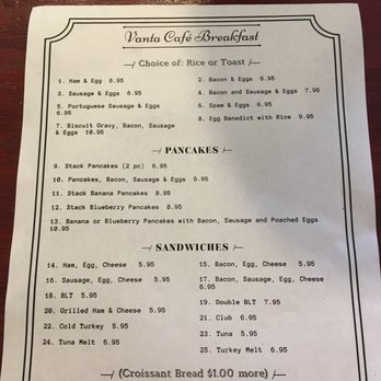 Vanta Cafe - Front of menu, little more on back - Breakfast & Brunch Near Me - Wailuku, Hawaii Vanta Cafe - Front of menu, little more on back - Breakfast & Brunch Near Me - Wailuku, Hawaii