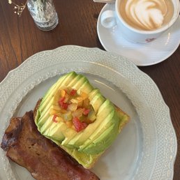 Avocado toast with bacon instead of salmon