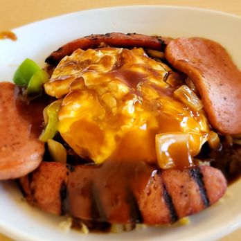 Hidden Cafe - Deluxe Loco Moco. Same as regular, with an additional Portuguese sausage and 2 spam slices. We upgraded to the fried rice on this one - New American Near Me - Camarillo, California Hidden Cafe - Deluxe Loco Moco. Same as regular, with an additional Portuguese sausage and 2 spam slices. We upgraded to the fried rice on this one - New American Near Me - Camarillo, California