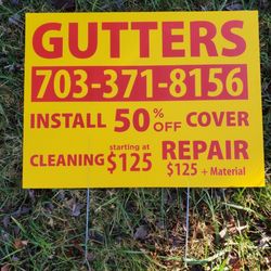 Sterling Gutters - Illegally placed yard sign.