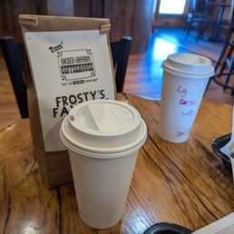 Lattes and coffee beans