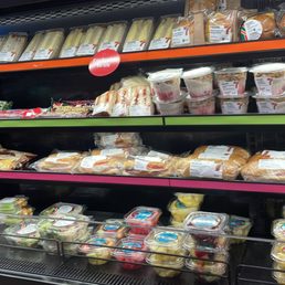 Sandwiches and salads,fruit cups very well stock.